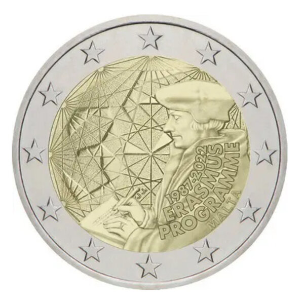 2 euros commémorative Malte 2022 - Erasmus.