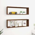 vidaXL Étagères murales cubiques 2 Pièces Chêne marron 80x15x26 5 cm