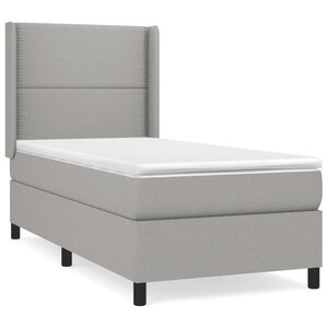 vidaXL Sommier à lattes de lit avec matelas Gris clair 90x200 cm Tissu
