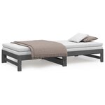 vidaXL Lit coulissant Gris 2x(100x200) cm Bois de pin massif