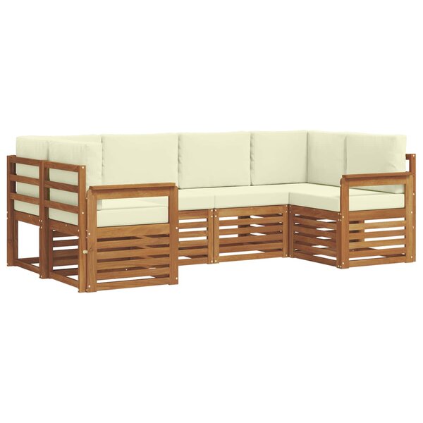 vidaXL Ensemble de canapé d'angle avec coussin 6 Pièces Naturel et Crème