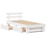 vidaXL Cadre de lit avec tiroir Blanc 100 x 200 cm Bois massif en pin
