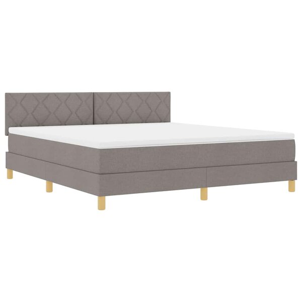 vidaXL Lit à ressorts avec matelas Taupe 180 x 200 cm tissu