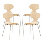 Lot de 4 chaises de salle à manger 80 x 47 x 48 cm moderne design robuste naturel / chrome 03_0009836