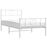 vidaXL Cadre de lit métal sans matelas et pied de lit blanc 100x200 cm
