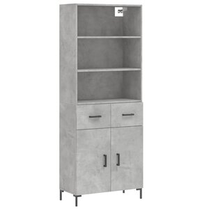 vidaXL Buffet haut Gris béton 69 5x34x180 cm Bois d'ingénierie