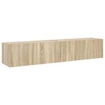 vidaXL Meubles TV muraux lumières LED 2 Pièces chêne sonoma 80x35x31 cm
