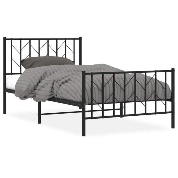 vidaXL Cadre de lit métal sans matelas avec pied de lit noir 100x190cm