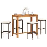 vidaXL Ensemble de bar de jardin 5 Pièces marron bois massif acacia rotin