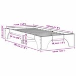 vidaXL Cadre de lit Brun cire 75 x 190 cm Pin massif