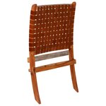 vidaXL Chaise pliable bandes croisées marron cuir véritable