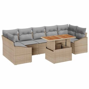 vidaXL Ensemble de canapé de jardin 8 Pièces Beige et Gris clair