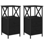 vidaXL Cabinet de chevet 2 Pièces Chêne noir 34 x 35 5 x 70 cm