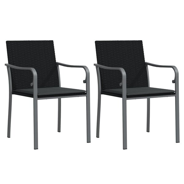 vidaXL Chaises de jardin avec coussins lot de 2 noir 56x59x84 cm rotin