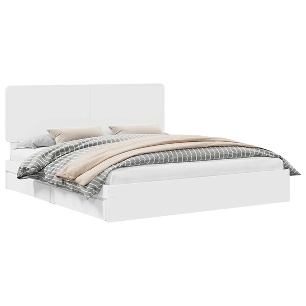 vidaXL Lit de Rangement Blanc 180 x 200 cm Bois d'ingénierie