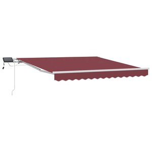 vidaXL Auvent manuel rétractable avec LED bordeaux 300x250 cm