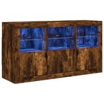 vidaXL Buffet avec lumières LED chêne fumé 123x37x67 cm