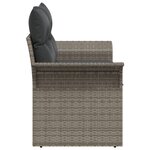 Canapé de jardin 2 places avec rangement et coussins en poly rattan gris