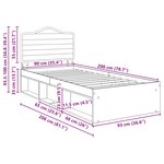 vidaXL Cadre de lit avec tête de lit Chêne fumé 90 x 200 cm Pin massif