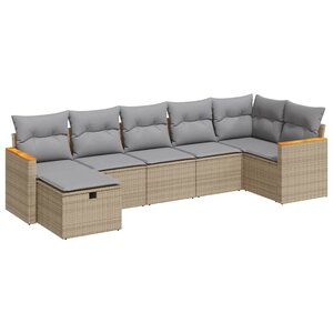 vidaXL Salon de jardin avec coussins 7 Pièces beige résine tressée