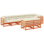vidaXL Salon de jardin 8 Pièces avec coussins marron cire bois pin massif
