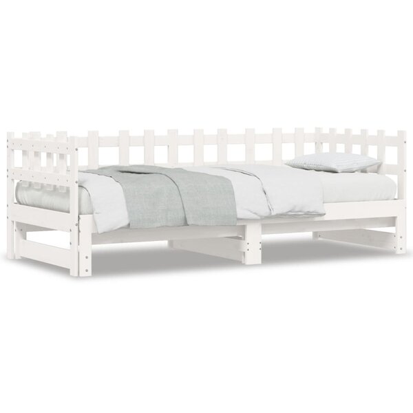 vidaXL Lit coulissant sans matelas blanc 2x(90x190) cm bois massif