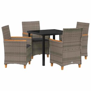 vidaXL Ensemble de salle à manger pour jardin 5 Pièces Gris polyrotin
