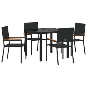 vidaXL Ensemble de salle à manger pour jardin 5 Pièces Noir