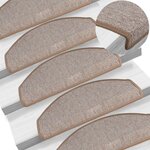 vidaXL Tapis d'escalier 15 Pièces Marron clair 65 x 24 x 4 cm
