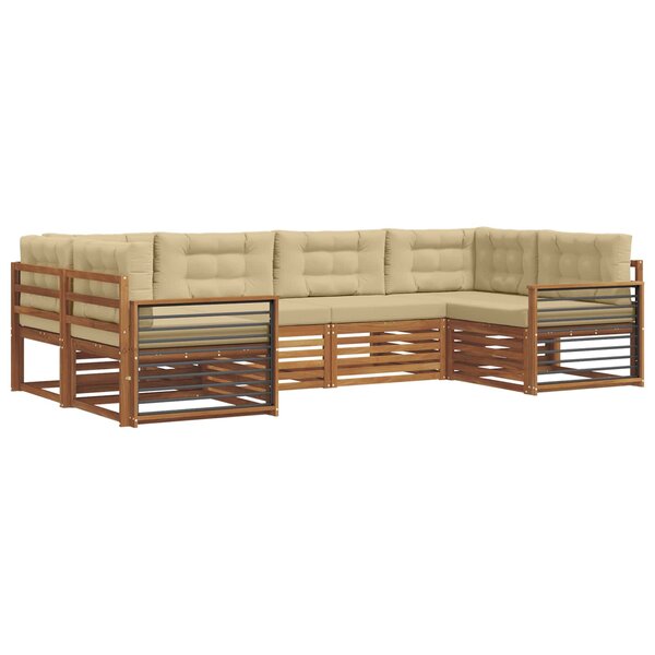vidaXL Ensemble de canapés d'extérieur 6 Pièces Naturel et Beige
