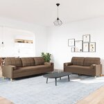vidaXL Ensemble de canapés 2 Pièces avec coussins décoratifs marron tissu