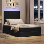 vidaXL Lit avec rangement et LED avec LED Noir 120 x 190 cm Polyester