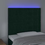 vidaXL Tête de lit à LED Vert foncé 90x5x118/128 cm Velours