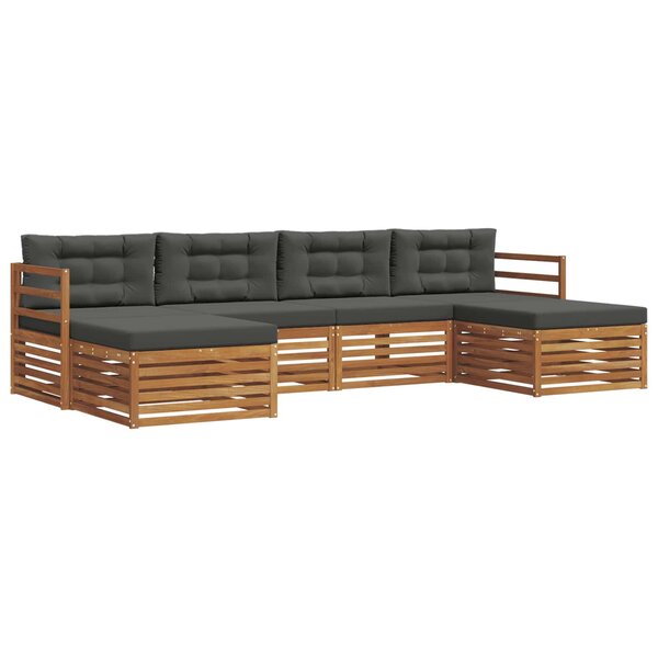 vidaXL Ensemble de canapés d'extérieur 6 pc Naturel et Anthracite