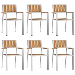 vidaXL Chaise de jardin 6 pc Bois de teck massif et acier inoxydable