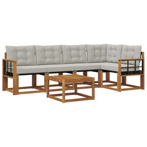 vidaXL Ensemble de canapés d'extérieur 6 pc Gris Naturel et Clair