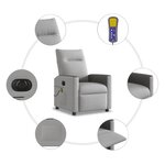vidaXL Fauteuil de massage inclinable électrique gris nuage tissu