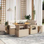 vidaXL Salon de jardin avec coussins 5 Pièces beige résine tressée