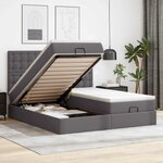 vidaXL Lit ottoman avec matelas & LED Gris 180x200cm similicuir