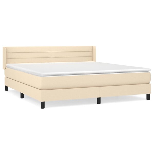 vidaXL Sommier à lattes de lit avec matelas Crème 180x200 cm Tissu