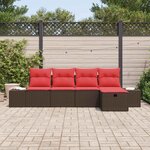 vidaXL Ensemble de canapé de jardin 5 Pièces Marron polyrotin