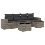 vidaXL Salon de jardin 6 Pièces avec coussins gris résine tressée