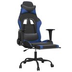 vidaXL Chaise de jeu de massage et repose-pied Noir et bleu Similicuir