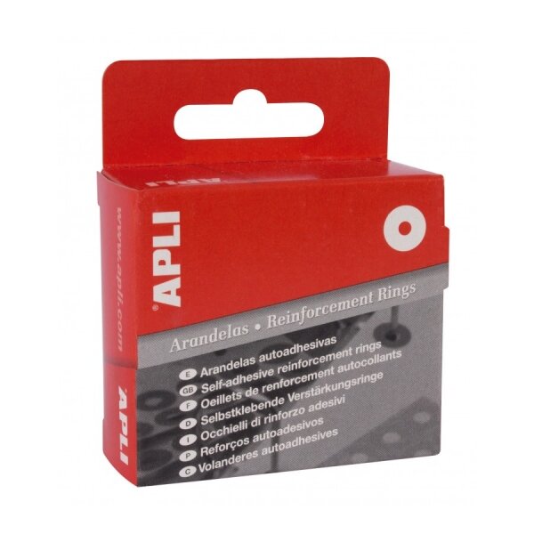 Apli Boîte de 500 Rondelles de Renfort Ø13mm - Idéales pour l'École  le Bureau et la Maison - Haute Résistance aux Tirages et aux éraflures - Couleur Transparent
