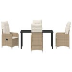 vidaXL Ensemble de salle à manger de jardin 5 pièces avec coussins Beige Poly Rattan