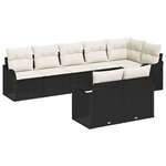 vidaXL Ensemble de canapé de jardin 8 Pièces Noir et blanc Poly rotin
