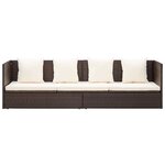 vidaXL Lit de jardin avec coussin et oreillers Résine tressée Marron