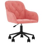 Chaise fauteuil siège pivotante de bureau informatique étude velours rose 02_0024171