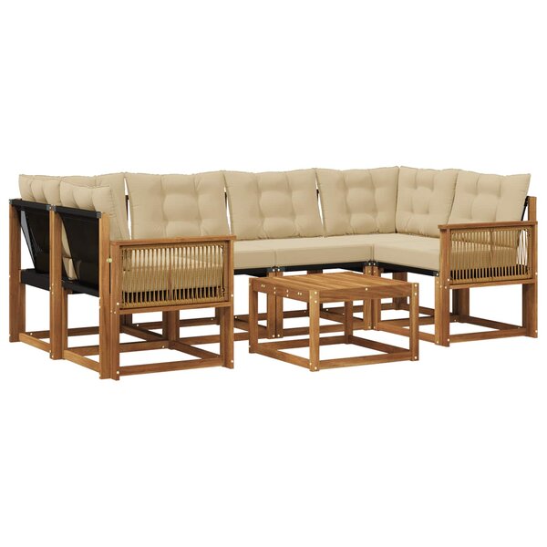 vidaXL Ensemble de canapés d'extérieur 7 pc Naturel et Beige