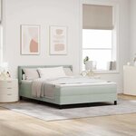 Lit box spring vidaXL avec matelas Gris clair 140x200 cm Velours
